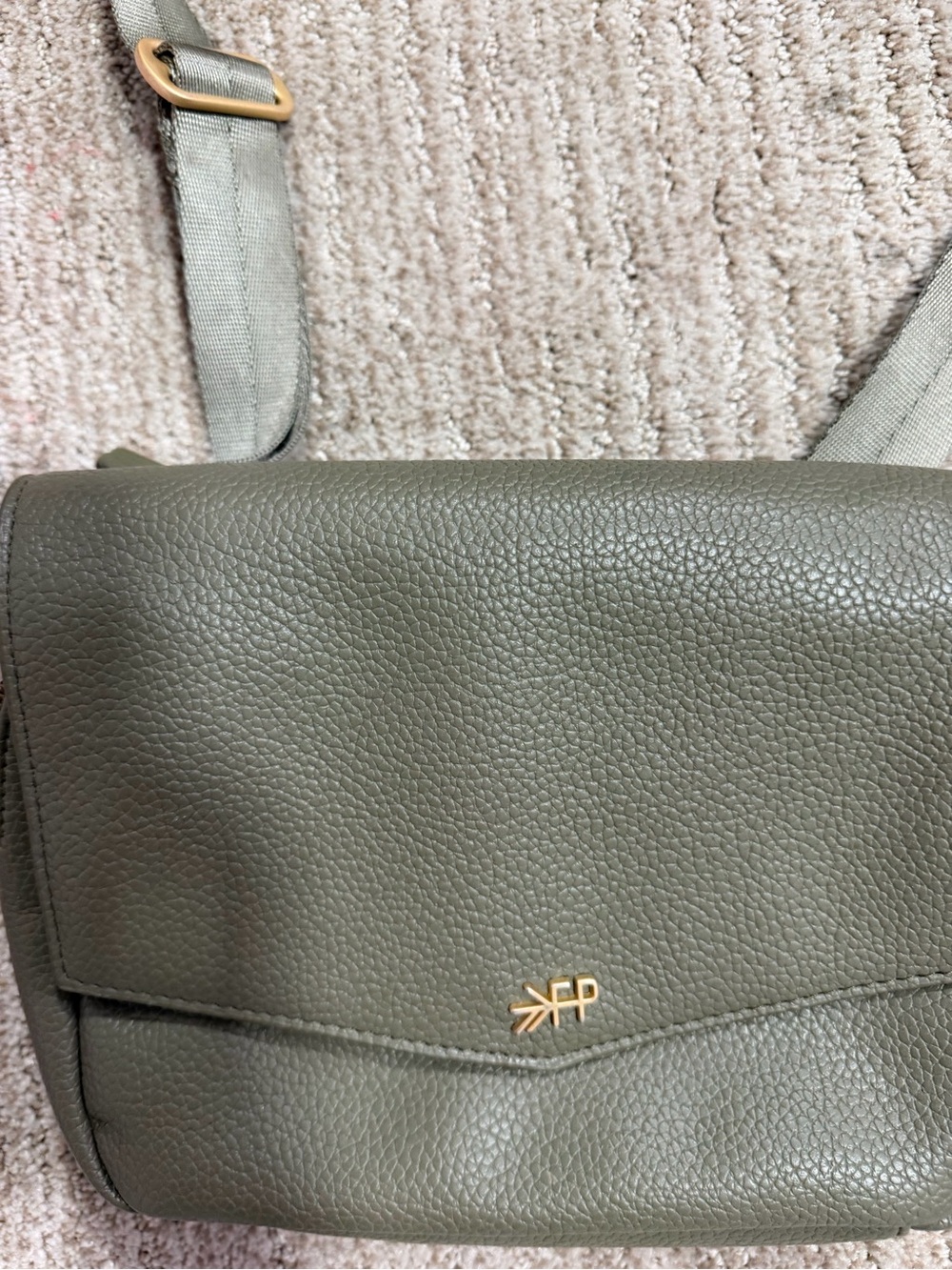 Freshly Picked Olive Green Crossbody Bag with Gold Accent - Picture 2 of 6